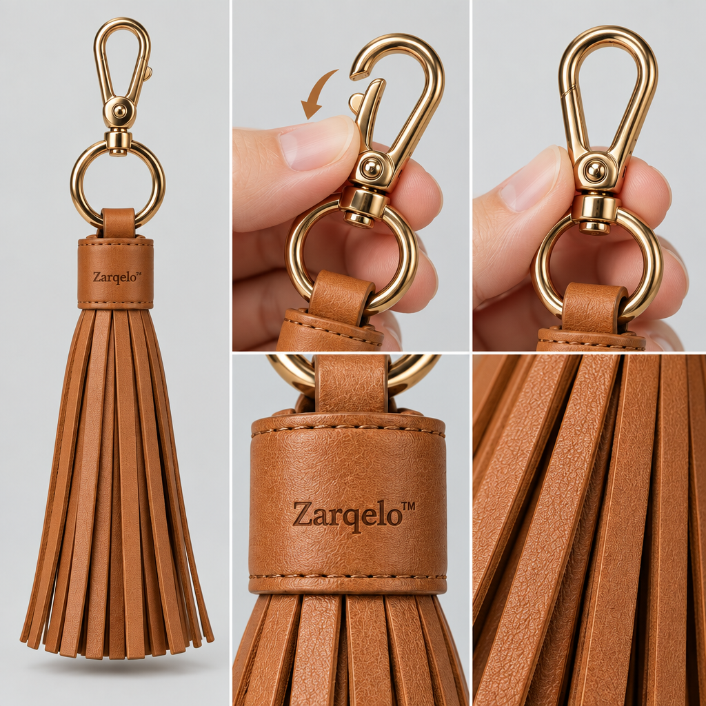 Zarqelo™ Genuine Leather Tassel Bag Charm main image 03