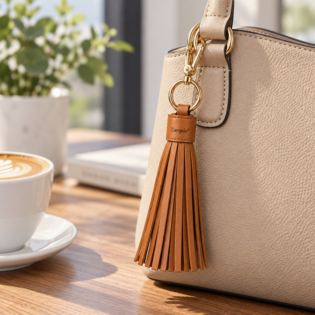 Zarqelo™ Genuine Leather Tassel Bag Charm main image 05