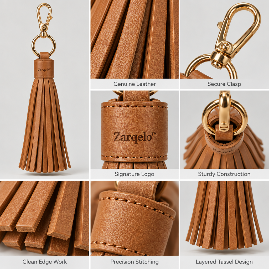 Zarqelo™ Genuine Leather Tassel Bag Charm main image 06