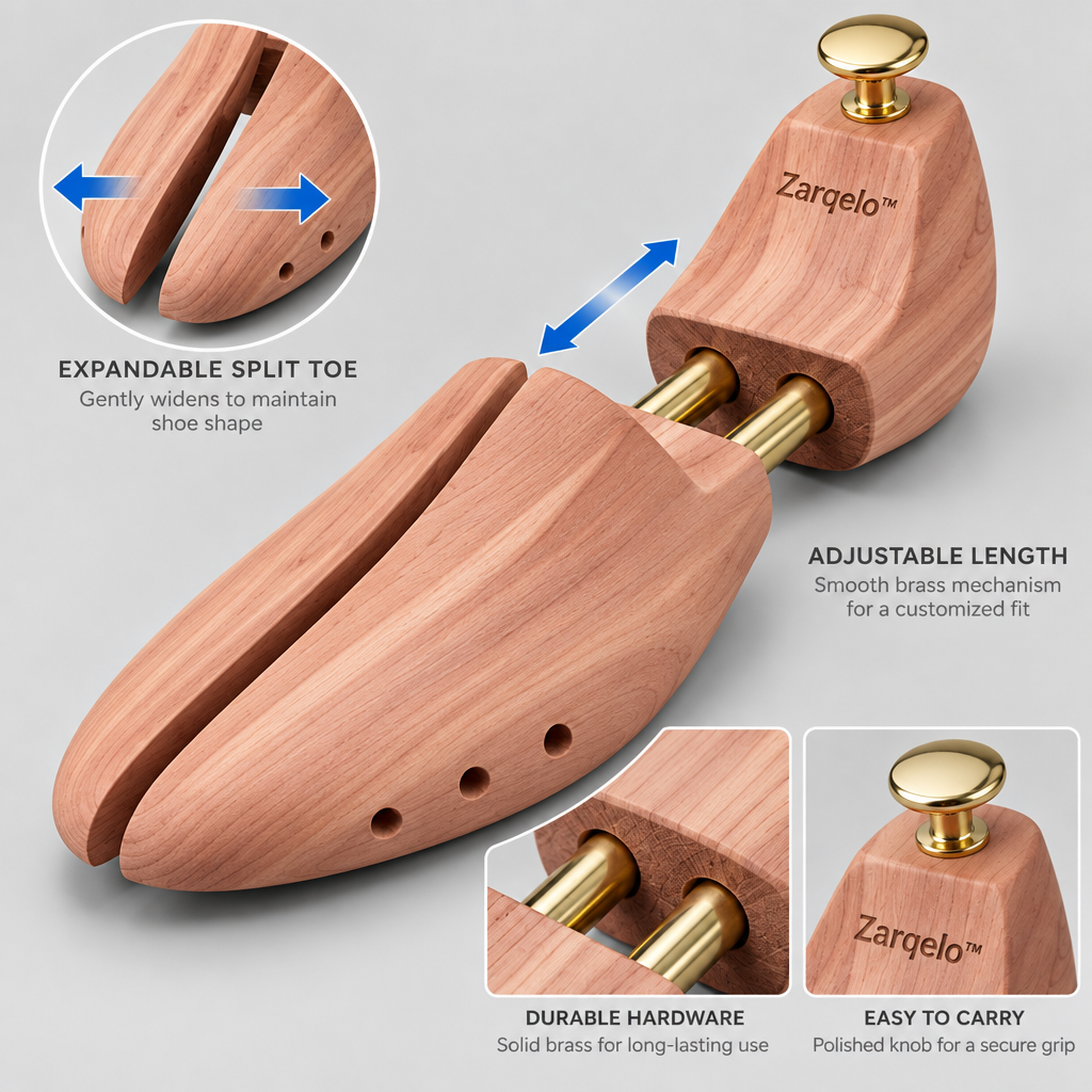 Zarqelo™ Adjustable Solid Wood Shoe Tree main image 03
