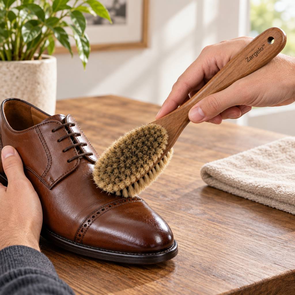 Zarqelo™ Long-Handle Natural Bristle Shoe Brush main image 02
